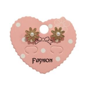 Flower Dainty Stud Earrings Faux Pearl Yellow Gold Plated Fashion Jewelry